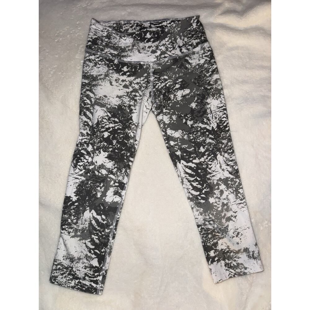 Nike Dri-FIT Womens XS Capri Gray White Abstract Print Cropped